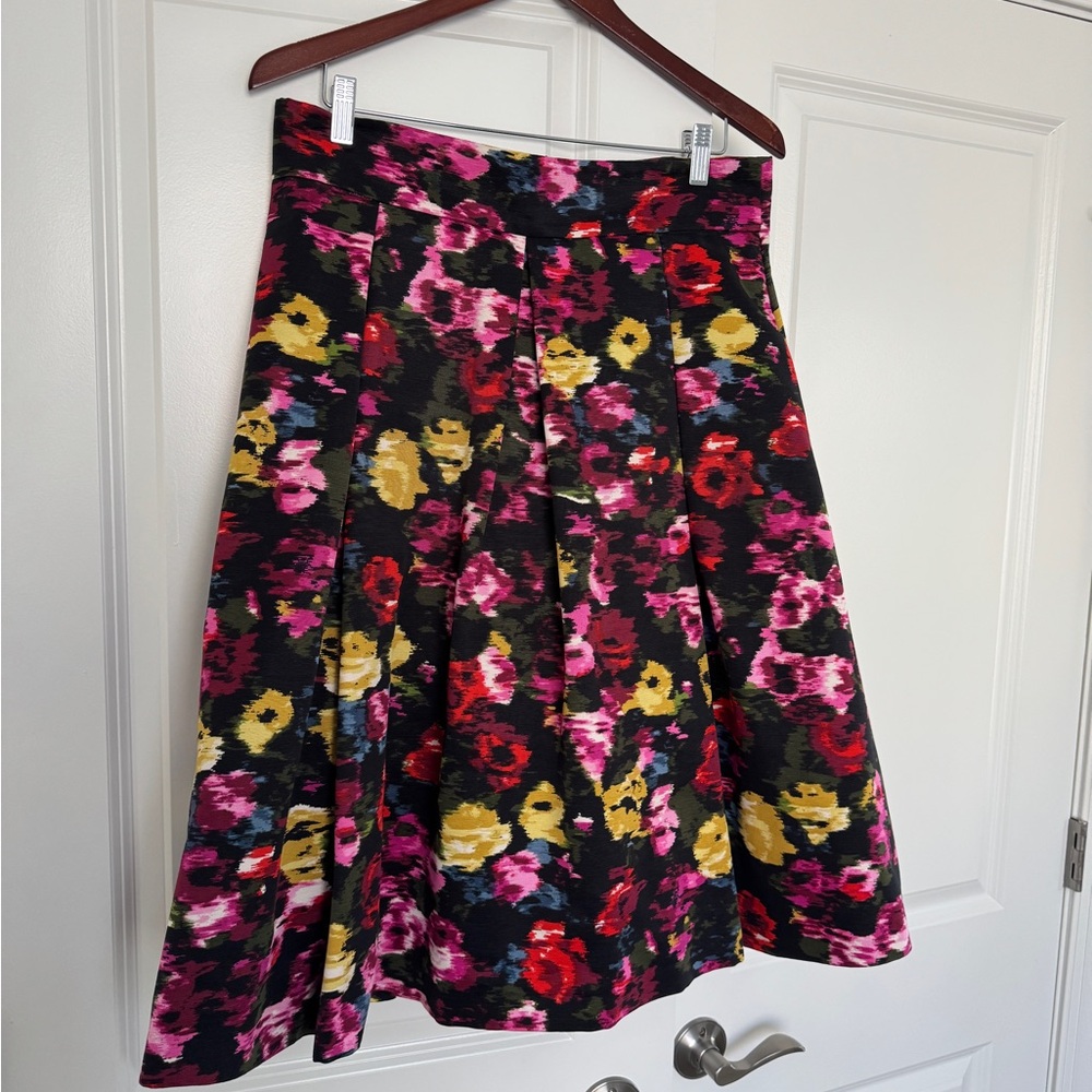 Eliza J Floral A-Line Skirt - Pink, Yellow, Black